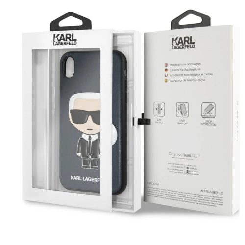 Karl Lagerfeld KLHCI61IKPUBL iPhone Xr készülékhez kemény tok Iconic Karl Embossed kék