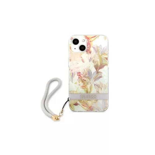 Guess GUHCP13SHFLSU iPhone 13 mini készülékhez 5,4" kemény tok Flower Strap lila