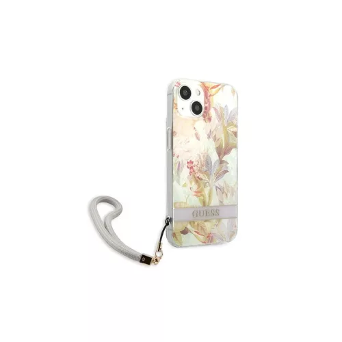 Guess GUHCP13SHFLSU iPhone 13 mini készülékhez 5,4" kemény tok Flower Strap lila