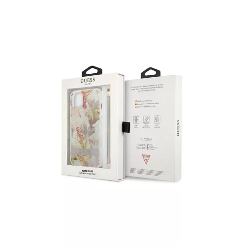 Guess GUHCP13SHFLSU iPhone 13 mini készülékhez 5,4" kemény tok Flower Strap lila