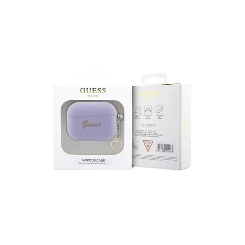 Guess GUAP2LSCHSU AirPods Pro 2 (2022/2023) készülékhez tok Silicone Charm Heart Collection lila
