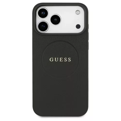 Guess Grained Ring MagSafe tok iPhone 17 Pro Max készülékhez fekete