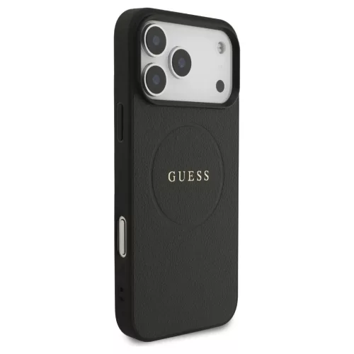 Guess Grained Ring MagSafe tok iPhone 17 Pro Max készülékhez fekete
