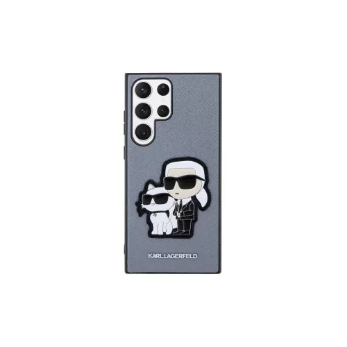 Karl Lagerfeld KLHCS23LSANKCPG S23 Ultra készülékhez S918 kemény tok Saffiano Karl & Choupette szürke