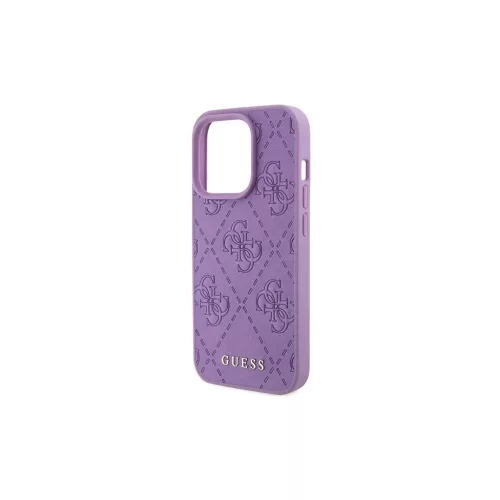 Guess GUHCP15XP4EPMU iPhone 15 Pro Max készülékhez bőr keménytok 4G dombornyomott világoslila