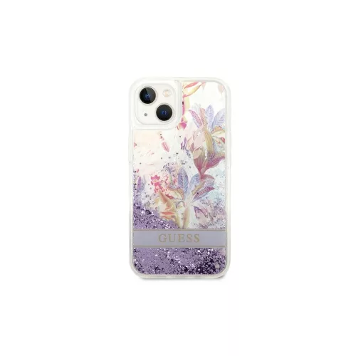 Guess GUHCP14MLFLSU iPhone 14 Plus/15 Plus 6.7" készülékhez keménytok Flower Liquid Glitter lila