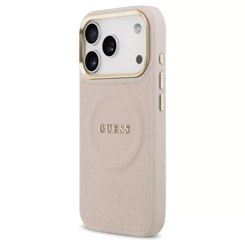 Case Guess tok iPhone 17 Pro készülékhez – Peony Hot Stamp MagSafe, rózsaszín