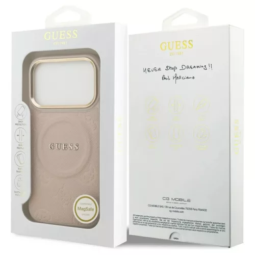 A fordítás a következő:Case Guess tok iPhone 17 Pro készülékhez – Peony Hot Stamp MagSafe, rózsaszín