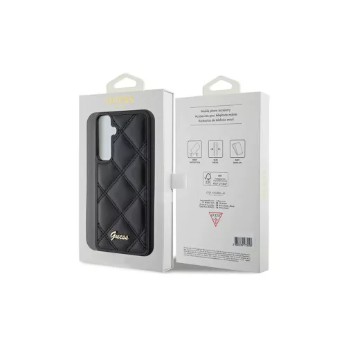 Guess GUHCS23FEPSQSQSK keménytok Samsung Galaxy S23 FE (S711) készülékhez Quilted Metal Logo fekete