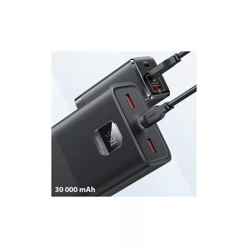 USAMS power bank PB68 30000mAh 65W QC3.0+PD Gyors töltés + USB-C/USB-C 100W kábel fekete ATXLOGTC