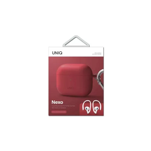 UNIQ Nexo Case AirPods 3 gen. készülékhez tok fülhorgokkal, szilikon, korall