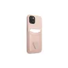 Guess GUHCP13SPSATPP iPhone 13 mini készülékhez 5,4 hüvelykes kemény tok SaffianoTriangle Logo Cardslot rózsaszín