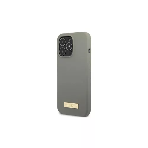 Guess GUHMP13XSPLG iPhone 13 Pro Max készülékhez 6,7" kemény tok Silicone Logo Plate MagSafe szürke