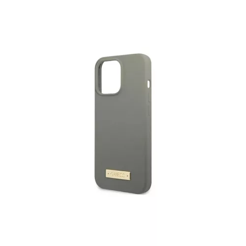 Guess GUHMP13XSPLG iPhone 13 Pro Max készülékhez 6,7" kemény tok Silicone Logo Plate MagSafe szürke
