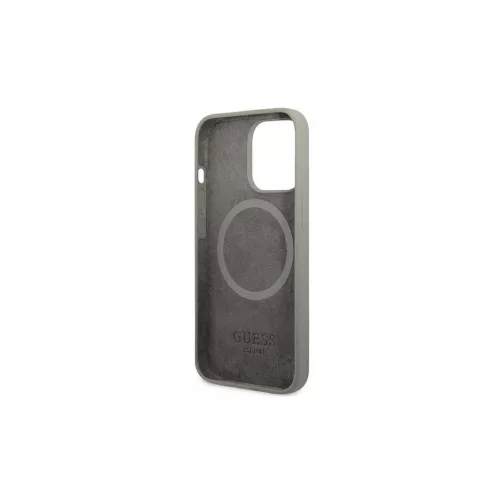 Guess GUHMP13XSPLG iPhone 13 Pro Max készülékhez 6,7" kemény tok Silicone Logo Plate MagSafe szürke