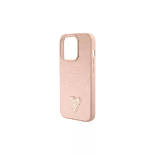 Guess GUHCP15XPCRTHCP iPhone 15 Pro Max készülékhez kemény tok Croco Triangle Metal Logo rózsaszín