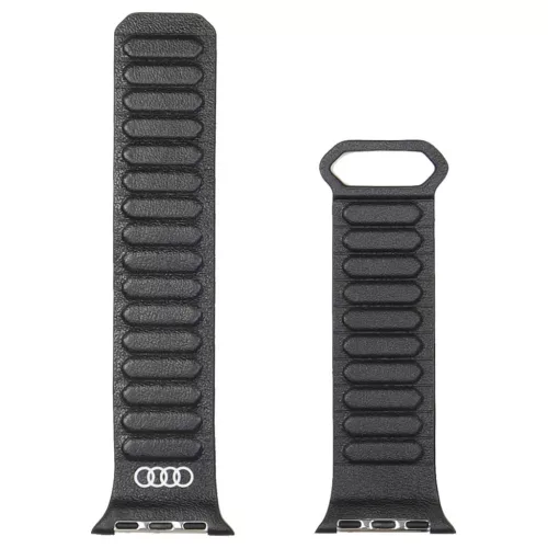 Apple Watch 40/41/42mm készülékhez Audi Logo valódi bőr mágneses gyűrűs óraszíj fekete