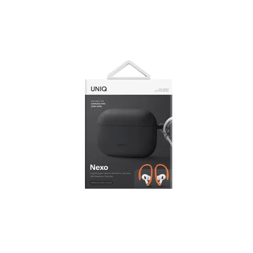 UNIQ Nexo Case AirPods Pro 2 gen készülékhez + szilikon fülhorgok szénszürke