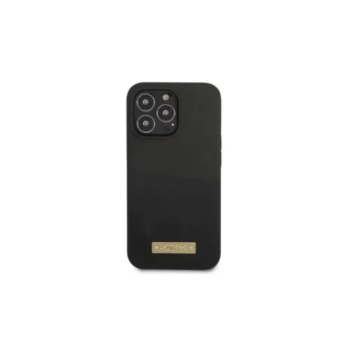 Guess GUHMP13XSPLK iPhone 13 Pro Max készülékhez 6,7" kemény tok Silicone Logo Plate MagSafe fekete