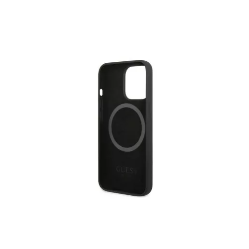 Guess GUHMP13XSPLK iPhone 13 Pro Max készülékhez 6,7" kemény tok Silicone Logo Plate MagSafe fekete