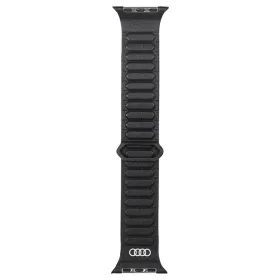   Audi Logo valódi bőr mágneses gyűrű szíj Apple Watch készülékhez 44/45/46/49mm fekete