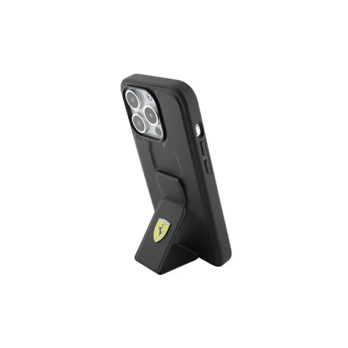 Ferrari FEHCP15LGSPSIK iPhone 15 Pro6.1 készülékhez keménytok Grip Stand Metal Logo fekete