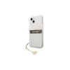 Guess GUHCP13SKB4GBR iPhone 13 mini 5,4" készülékhez átlátszó kemény tok 4G barna Strap Charm