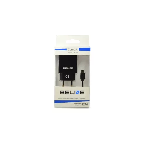 Hálózati töltő Beline 2xUSB + USB-C 2A fekete