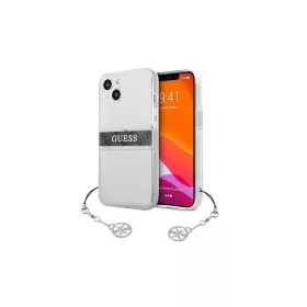   Guess GUHCP13SKB4GGR iPhone 13 mini készülékhez átlátszó 4G keménytok pántdísz szürke