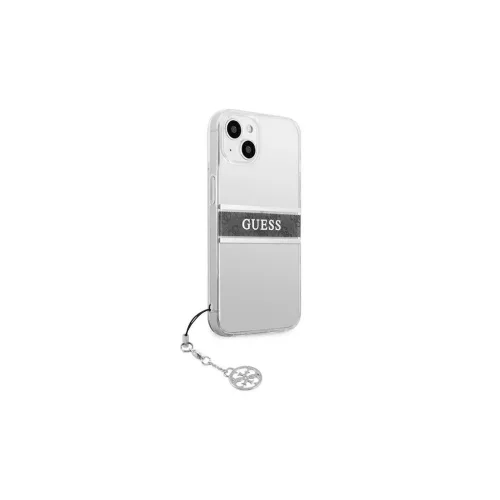 Guess GUHCP13SKB4GGR iPhone 13 mini készülékhez átlátszó 4G keménytok pántdísz szürke