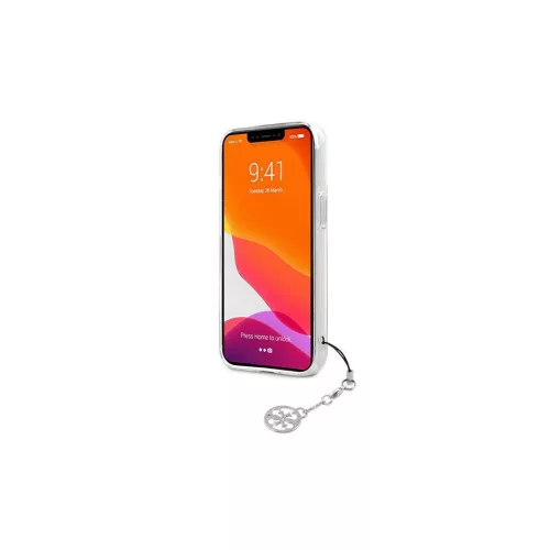 Guess GUHCP13SKB4GGR iPhone 13 mini készülékhez átlátszó 4G keménytok pántdísz szürke