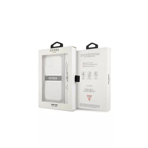 Guess GUHCP13SKB4GGR iPhone 13 mini készülékhez átlátszó 4G keménytok pántdísz szürke