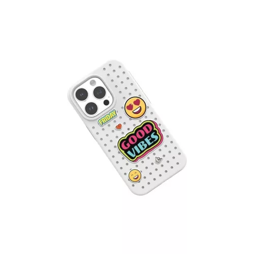 Pinit Dynamic + Emoji PiniPhone 14 Pro Max 6.7 tok szett készülékhez – wzór 3 – fekete