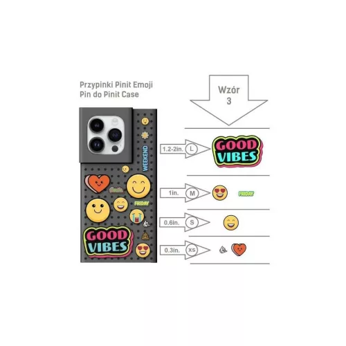 Pinit Dynamic + Emoji PiniPhone 14 Pro Max 6.7 tok szett készülékhez – wzór 3 – fekete