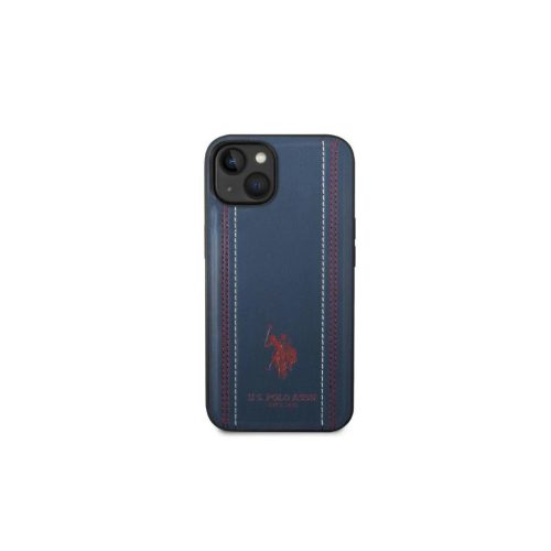 US Polo USHCP14SPFAV iPhone 14 / 15 / 13 6,1 készülékhez Leather Stitch tok tengerészkék