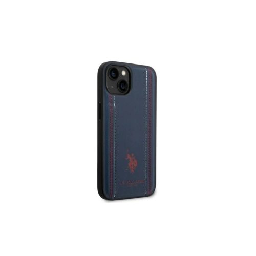 US Polo USHCP14SPFAV iPhone 14 / 15 / 13 6,1 készülékhez Leather Stitch tok tengerészkék