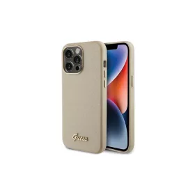   Guess GUHCP15XPGMCSD iPhone 15 Pro Max 6.7" készülékhez kemény tok Glitter Glossy Script világos arany