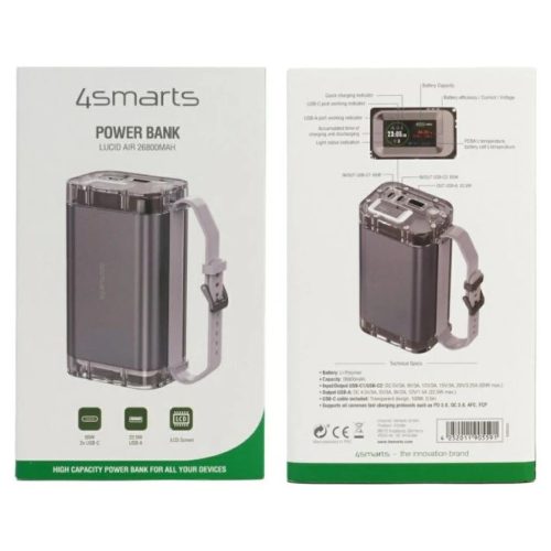 Hordozható töltő 4smarts Lucid Air 26800mAh 65W szürke