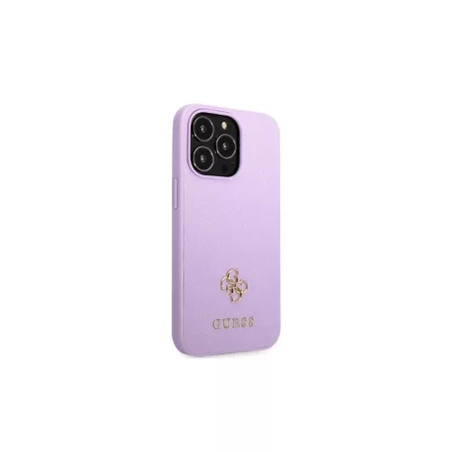 Guess GUHCP13XPS4MU iPhone 13 Pro Max 6,7" készülékhez kemény tok Saffiano 4G Small Metal Logo lila