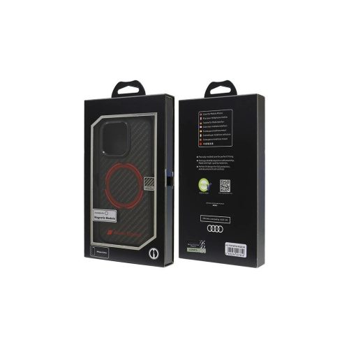 Audi Carbon Fiber Sport Red CircleMagSafe iPhone 16 Pro 6.3" készülékhez kemény tok fekete AUS-TPUPCMIP16P-R