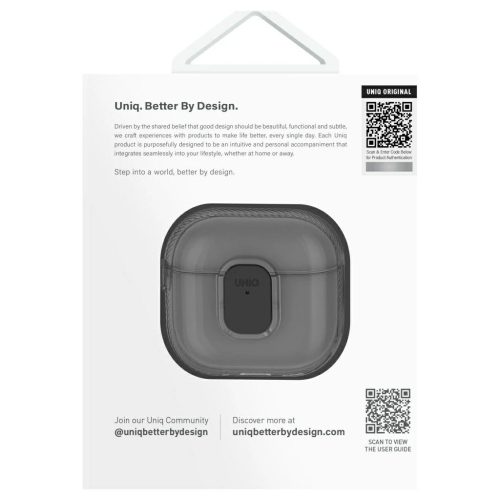 UNIQ Glase Pro Lock Case tok AirPods 4 készülékhez, füstszínű