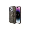Guess GUHCP15XPGS4TDW iPhone 15 Pro Max 6.7" készülékhez hardcase tok fogó állvánnyal 4G Triangle Strass barna