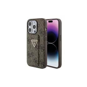   Guess GUHCP15XPGS4TDW iPhone 15 Pro Max 6.7" készülékhez hardcase tok fogó állvánnyal 4G Triangle Strass barna