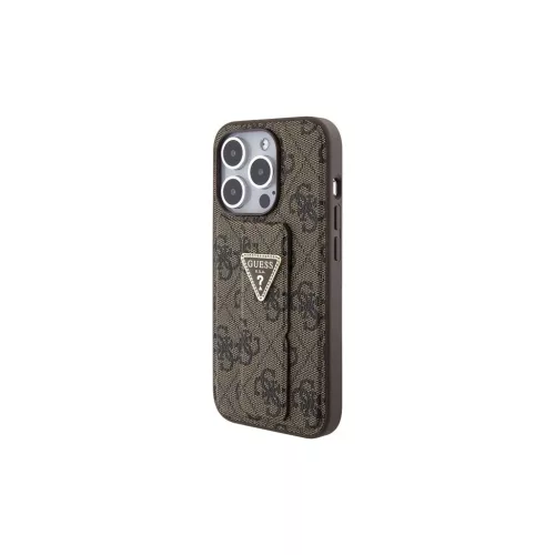 Guess GUHCP15XPGS4TDW iPhone 15 Pro Max 6.7" készülékhez hardcase tok fogó állvánnyal 4G Triangle Strass barna