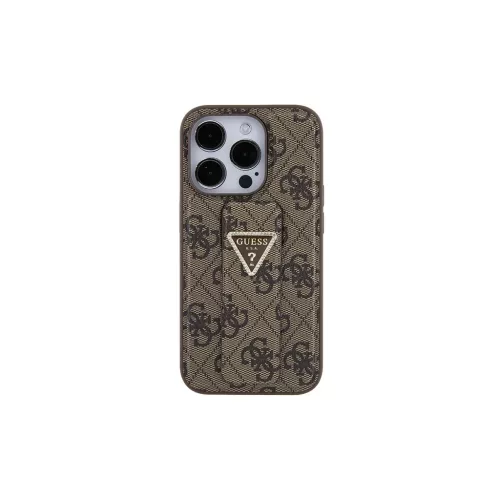 Guess GUHCP15XPGS4TDW iPhone 15 Pro Max 6.7" készülékhez hardcase tok fogó állvánnyal 4G Triangle Strass barna