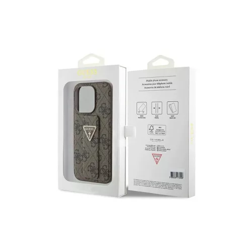 Guess GUHCP15XPGS4TDW iPhone 15 Pro Max 6.7" készülékhez hardcase tok fogó állvánnyal 4G Triangle Strass barna