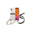 Guess GUHCP13SKC4GBGO iPhone 13 mini 5,4" készülékhez átlátszó merev tok 4G barna pánt, arany lánccal