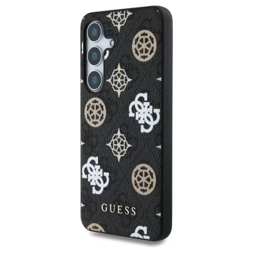 tok Guess 4G Printed Colored Peony Pattern MagSafe Samsung Galaxy S25 készülékhez fekete