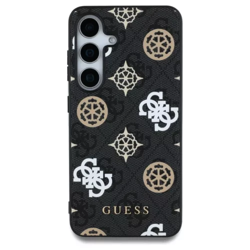 tok Guess 4G Printed Colored Peony Pattern MagSafe Samsung Galaxy S25 készülékhez fekete
