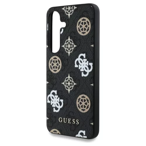 tok Guess 4G Printed Colored Peony Pattern MagSafe Samsung Galaxy S25 készülékhez fekete